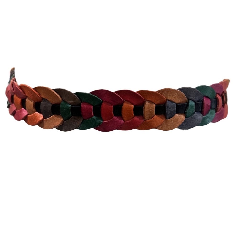 Leather Belt Multicolor Braided Vintage 100% Genuine Leather Woman’s Belt